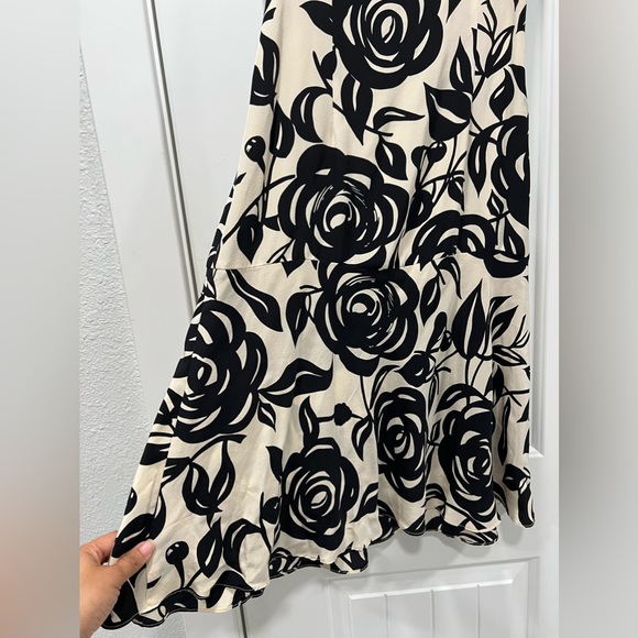 YTK 100% Silk Black Flower Printed Midi Dress Size 6. - Picture 12 of 12
